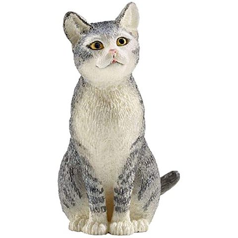 Schleich Cat Figurine Sitting Grey Tabby