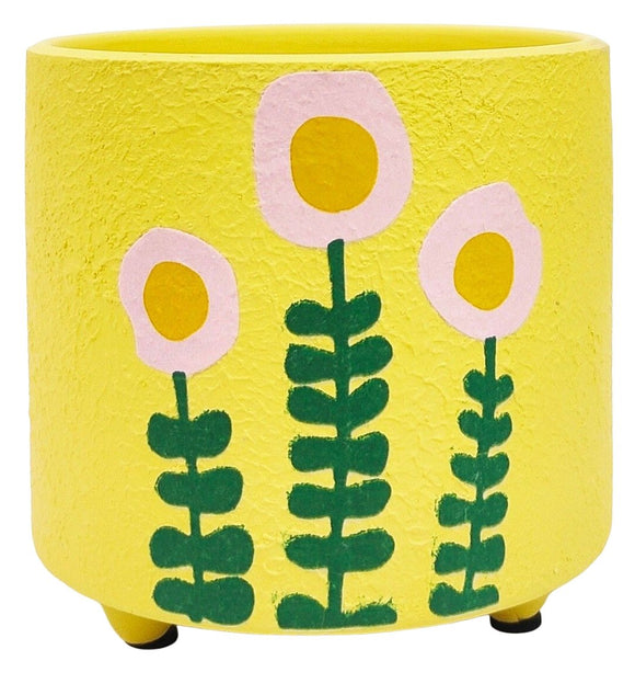 Holly Floral Planter Yellow Sm 11cm