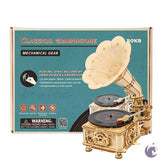 3D Mechanical Gears Classical Gramophone Wooden Construction Kit