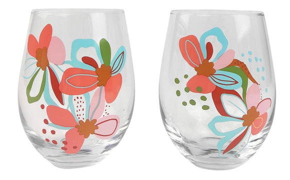 Franki Floral Wine Glass Colourful 12cm S/2