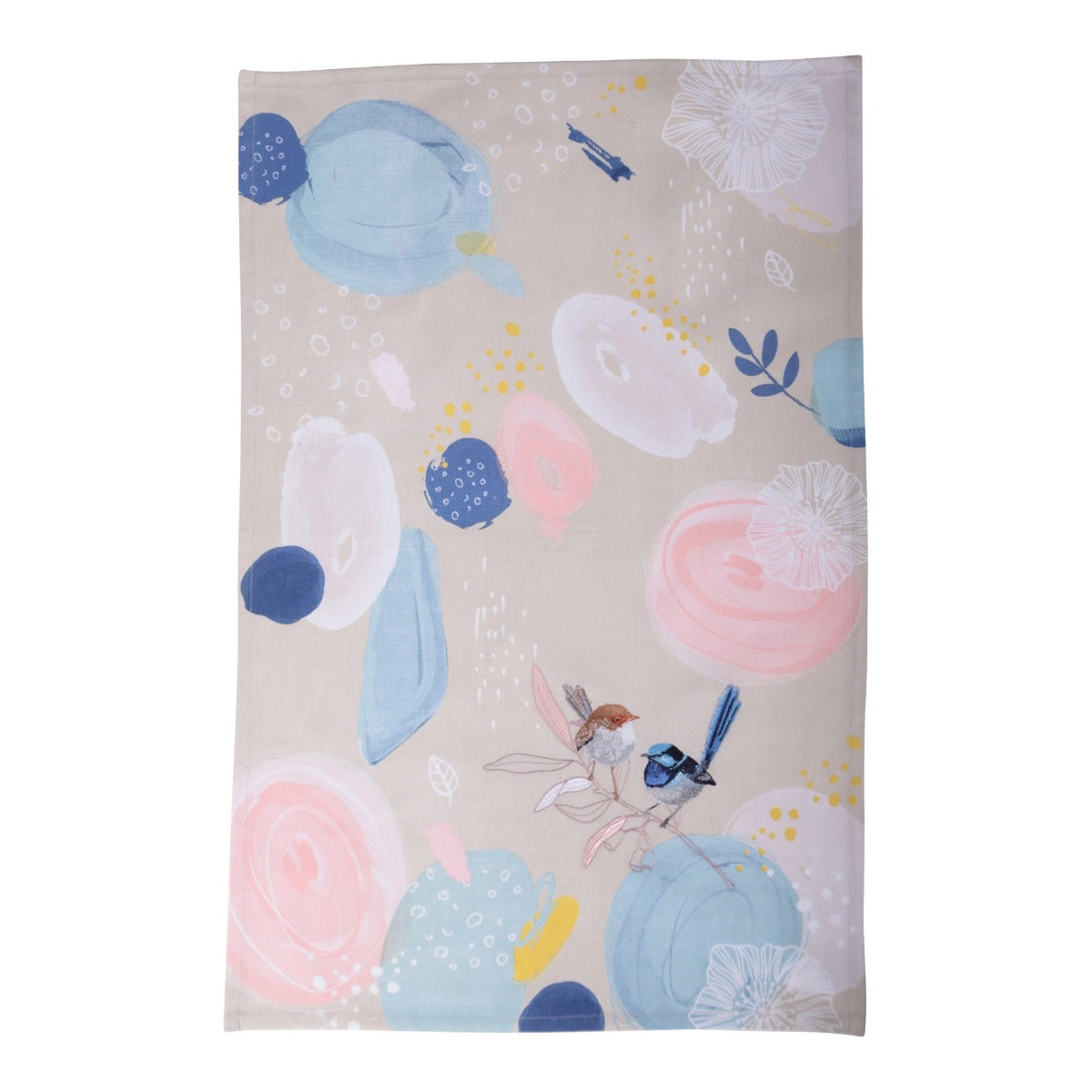Tea Towel Cotton Wild Blue Wren Pastel