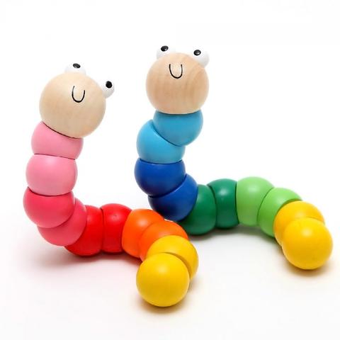Kaper Kidz Wooden Jointed Worm Rainbow