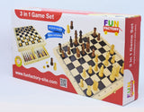 Chess Checkers and Backgammon 3 In 1 Wood Fun Factory